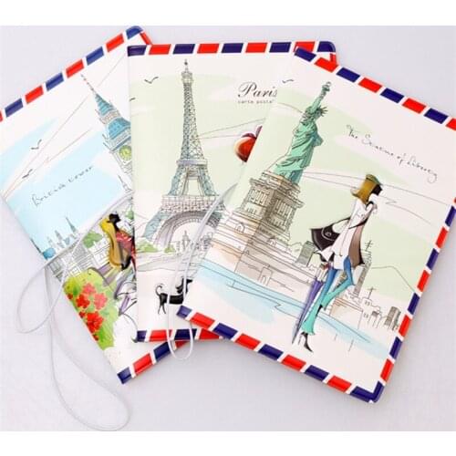 3D Passport Cover,Card Bag,Porte Carte Simple,14*9.6CM Miss And Dogs Love To Travel PVC Credit Card Holder,Business Card Holder