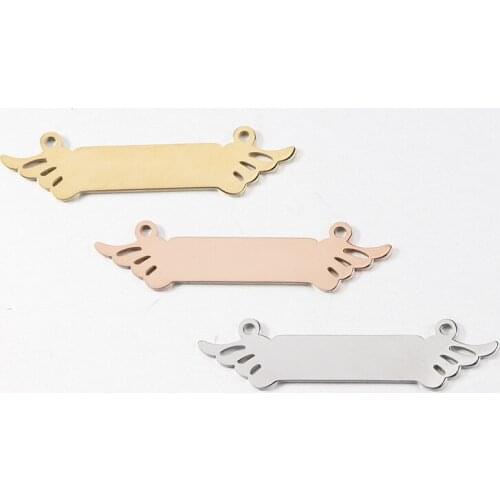 5pcs/Lot Stainless Steel Mirror Polish Wing Charm Pendants For DIY Necklace Bracelet Jewelry Making