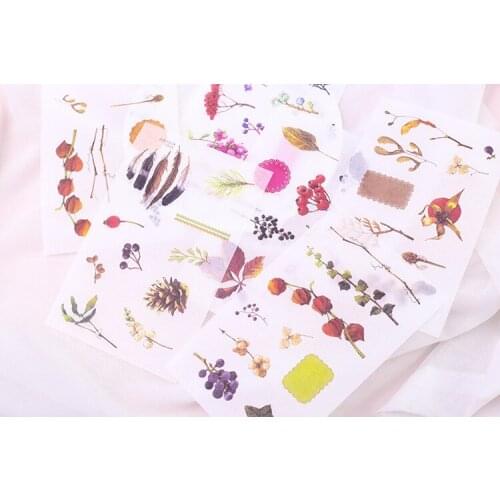 6pcs Natural collection paper sticker pvc diy decoration sticker for album scrapbooking stationery sticker gift for kids