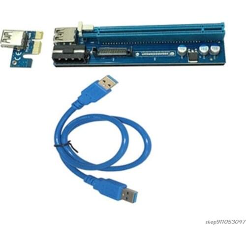 Free Ship USB 3.0 PCI-E Riser VER006C 4Pin SATA Dual Interface 16x to 1x Powered Adapter Card for Bitcoin-Litecoin-ETH Wholesale