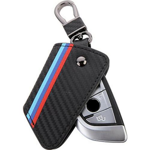 Carbon Fiber Leather Smart Key Cover Case for BMW X5 F15 X6 F16 G30 7 Series G11 X1 F48 F39