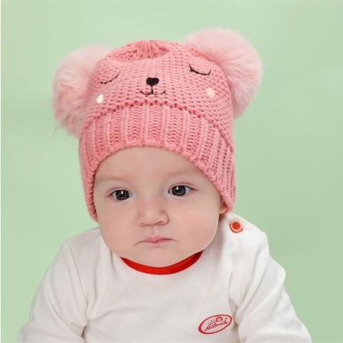 Kids Toddler Baby Autumn Winter Hats Beanie Hat Childrens Warm Knit Thick Ski Cap Pompom For Boys Girls Outdoor Beanie new