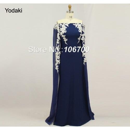 Real Photos Lace Appliques Long Arabic Evening Dresses Sexy off the Shoulder With Chiffon Cape Wrap Many Colors Party Prom Gowns