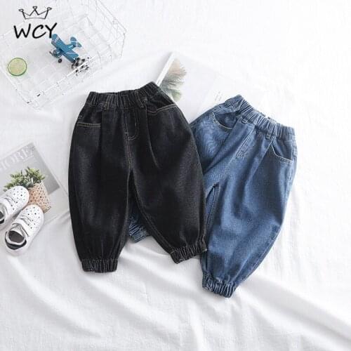 Toddler Jeans Loose Elastic Waist Kids Jeans 12M 18M 24M 3 4 Boys Jeans Streetwear Fashion Harem Pants Korean Boy Clothes