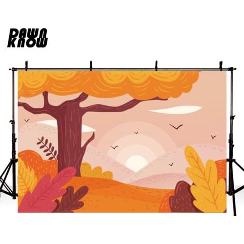 DAWNKNOW Customize Cartoon Forest Tree Autumn Photography Background Backdrop Wallpaper Party Decorate Photocall Photo Studio