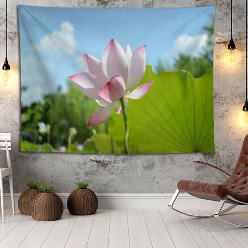 Hot Sale Custom High Quality Lotus Wall Hanging HD Landscape 3D Printing Digital Printing Home Decoration Tapestry