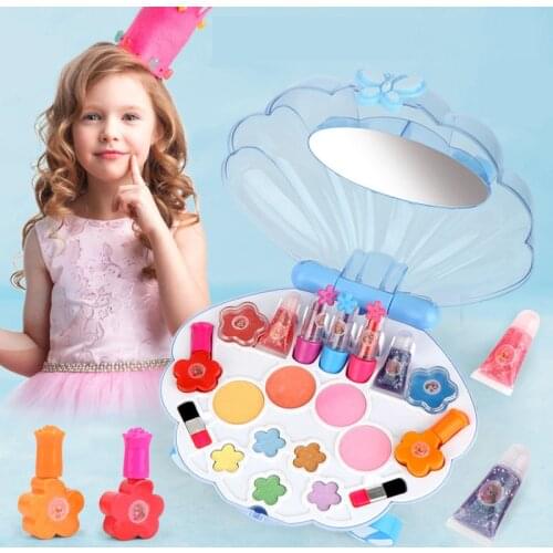 Toy Girls Kid Makeup Box Cosmetics Set Toys Lollipop Dressing Plastic Safety Beauty Pretend Play Children Makeup Girl Game Gift