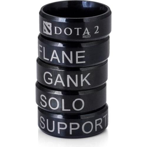 Game DOTA2 Carry Five Position Logo Stainless Steel Ring For Fans Holder Souvenir Gifts Size 7 8 9