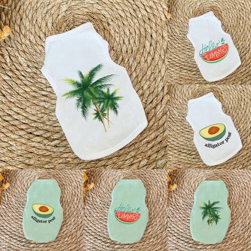Summer Shirts Clothes Dog Shirt Soft Sleeveless Puppy Dog Accessory Comfortable Pet Vest Avocado Thin Dog Clothes Cat T-shirt