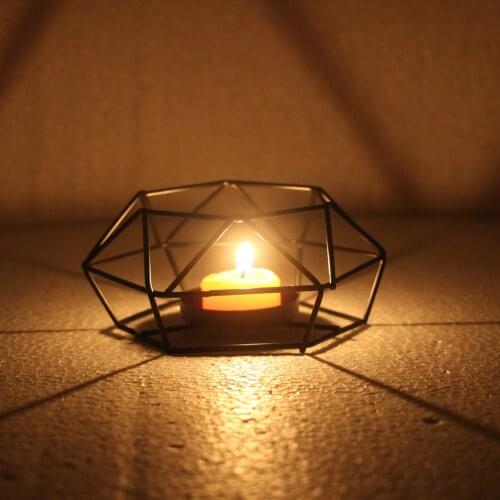 Fashion Geometric Iron Candlestick Luxurious Wall Candle Holder Ornament Tealight Steel Minimalist Wedding Home decor Gift
