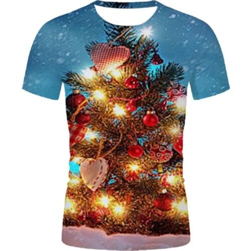 New 3DT shirt summer and autumn cartoon T shirt fashion casual 3D shirt men and women T shirt short sleeves popular Christmas