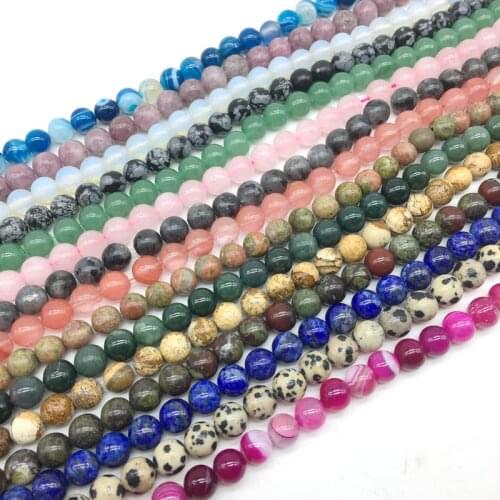 Wholesale 4 mm 6 mm 8 mm 10 mm Natural Stone Round Beads Smooth Lava Tiger Eye Lapis Lazuli Loose For DIY Making Jewelry