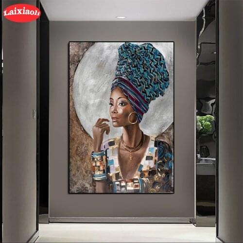 Full Square Diamond Embroidery Hot selling home art, painted black African woman Gift Handicraft Diamond Painting Cross Stitch