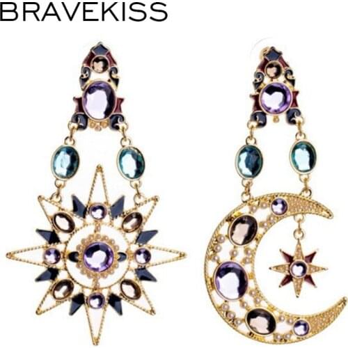 BRAVEKISS Popular Big-Name High-End Jewelry New Moon Goddess Drop Earrings Boucles D'Oreilles Fantaisie Pendantes BPE1153