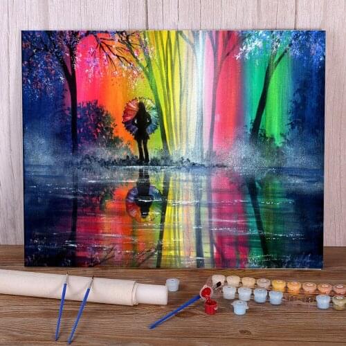 Natural Scenery Rainbow Wish Painting By Numbers Set Oil Paints 50*70 Canvas Painting Wall Paintings For Handiwork