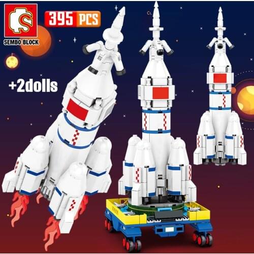 SEMBO New City Technical Aerospace Rocket Building Blocks Creator Space Launcher Astronaut Figure Bricks Toys For Children Gifts