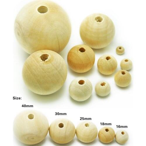 Pick Size 8-40mm Natural Wood Round Ball Spacer Beads Handmade DIY Craft Wood Beads Bracelet Necklace Jewelry Making Kids Gifts