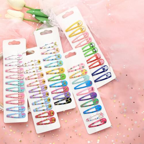 10 pieces/set Childrens Hairpin 2020 new hair clips cute Printed hairpin Set of cartoon hair clips for girls Hair accessories