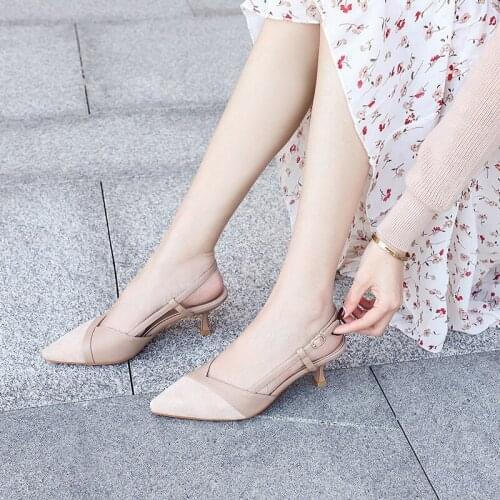 2020 New High Heel Sandals Women Stiletto Heels Pointed Toe Front Bag Back Empty Ladies Sandals