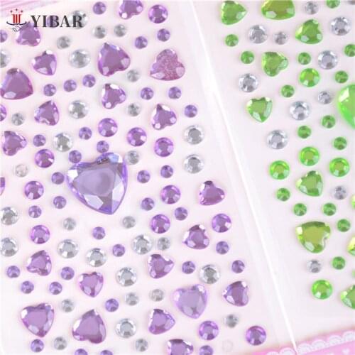 1Sheet Heart Rhinestones Phone Car Art Craft Diy Scrapbooking Stickers Random Color
