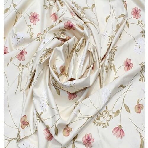 600 TC 100% Egyptian Cotton Fabric Super width 275 cm 108 inches Satten Fabric for bedding sheets blue beige printed 10 meters