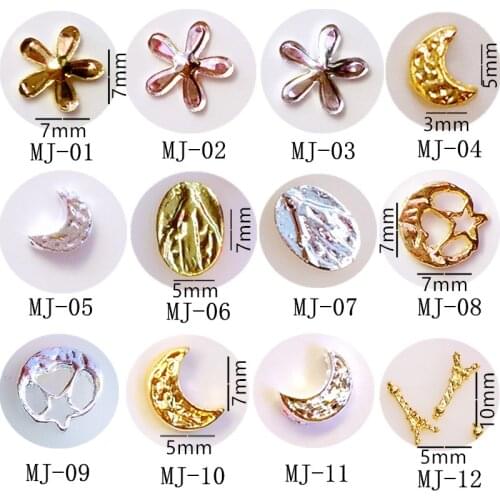10Pcs/Lot Japan Gold Silver Cherry Blossoms Moon Jesus 3D DIY Metal Alloy Nail Art Deco Nail Stickers/Charms/ Tools for Manicure