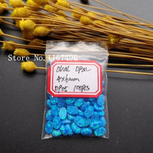 100pcs/ lot 4x6mm Synthetic Oval Cabochon Opal Stone Created Opal for Body Piercing Jewelry