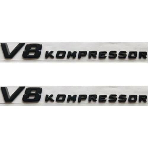 2 x Matte Black Letters V8 KOMPRESSOR Emblem Badge Emblems for Mercedes