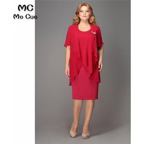 2021 Red Evening Dress A Line Knee Length Elegant Plus Size Formal Evening Prom Party Gowns