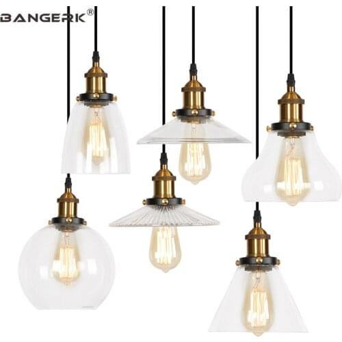 Loft Style Bronze Iron Hanging Lamp Industrial Retro Glass Pendant Light LED Edison Home Decor Lighting Droplight Luminaire