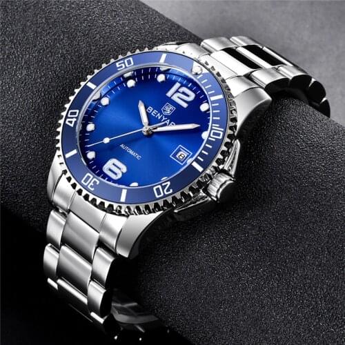BENYAR mechanical watch men automatic pilot military waterproof mens watches top brand luxury stainless steel clock Montre Homme