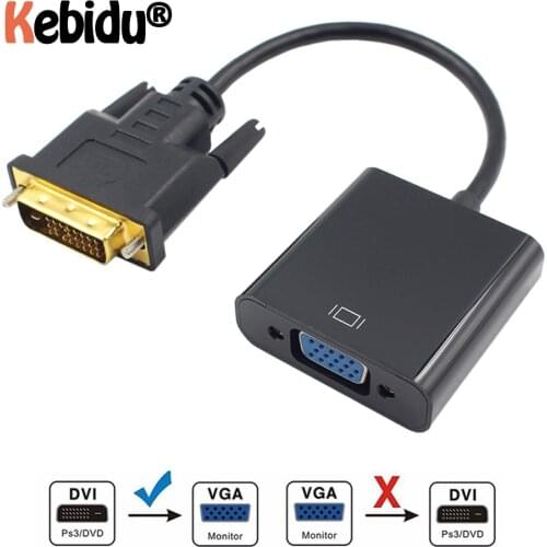 Black DVI To VGA Adapter Cable 1080P DVI-D To VGA Cable 24+1 25 Pin DVI Male To 15 Pin VGA Female Video Converter For PC Display