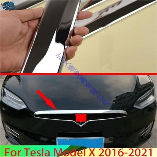 For Tesla Model X 2016 2017 2018 ABS Chrome Front Hood Bonnet Grill Grille Bumper Lip Mesh Trim Cover Molding Car Styling Kit St