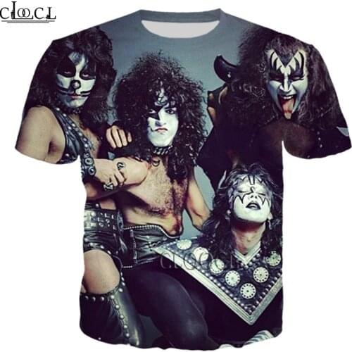 HX Unisex T-Shirt Men Streetwear Hip Hop Rock KISS Band 3D Print Harajuku Short Sleeve Casual Pullover Tops Drop Shipping
