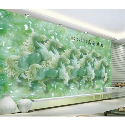 Custom large fresco horse to the success of jade carving eight Chun Figure TV wall wallpaper papel de parede