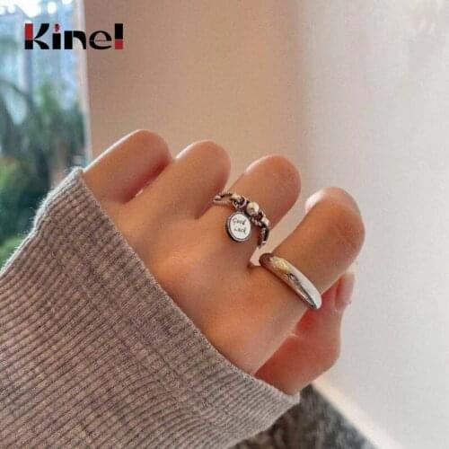 Kinel 2020 Hot Sale Real 925 Sterling Silver Lucky Circle Finger Rings For Women Fashion Jewelry Gift Dropshipping