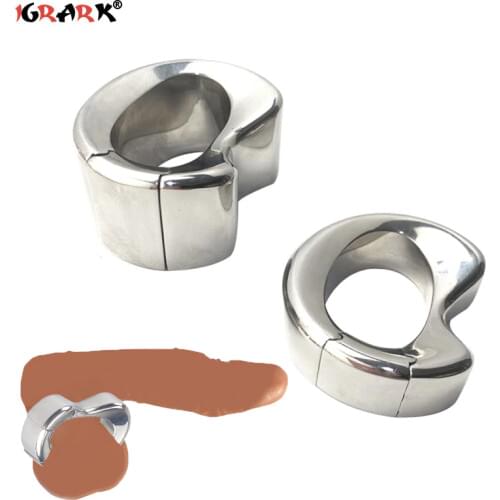 Stainless steel penis lock cock Ring Heavy Duty weight male metal Ball Stretcher Scrotum Delay ejaculation BDSM Sex Toy for men