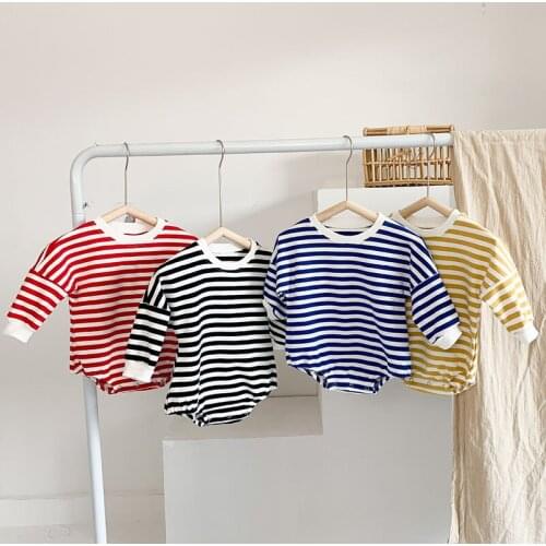Spring Newborn Infant Baby Boys Girls Stripe Rompers Clothing Kids Boy Girl Long Sleeve Rompers Clothe 0-3Yrs
