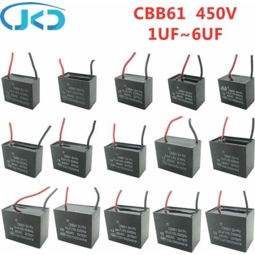 CBB61 fan start capacitor 1uF~6uF Terminal Ceiling Fan Motor Running Rectangle Capacitor