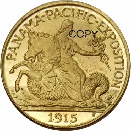 United States 2 1/2 Dollars Panama - Pacific Exposition 1915 S Brass Copy Coins