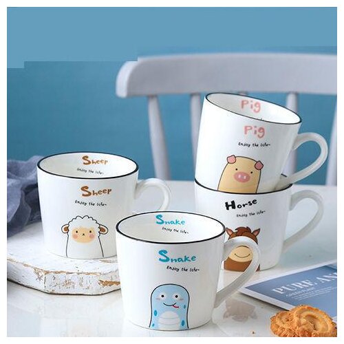 340ml Creative Zodiac Cartoon Ceramic Coffee Mug Childrens Home Breakfast Milk Tea Cup Personality Childrens Lovers Gift Mug