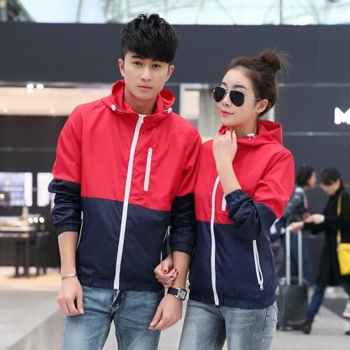 Unisex Hooded jacket Spring autumn mens womens thin Windbreakers Jacket Men Sunscreen Hoodie Coats women Color patchwork outwear