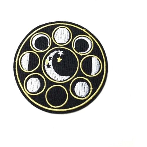 Hot! Moon Phase Lunar Patch, Iron-On Embroidered Motif Astrology Occult Wicca (Size is about 7.5 cm )