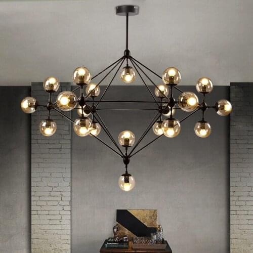 Loft chandelier Coffee Shop Bar Kitchen Dining room Glass Bubble Chandelier Vintage Retro Home Decor Hanging Lamp