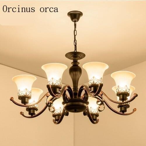 American rural living room chandelier iron retro bedroom lamp Garden Restaurant chandelier Nordic modern Postage free