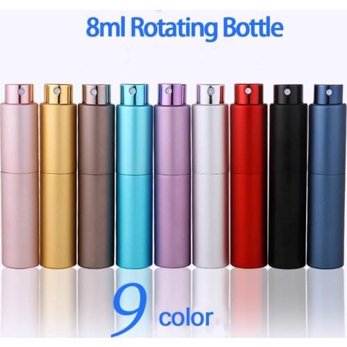 MUB 8ml Fashion Aluminum Empty Rotating Bottle Perfume Spray Bottles Portable Travel Mini Perfume Bottle Atomizer Airless Pump