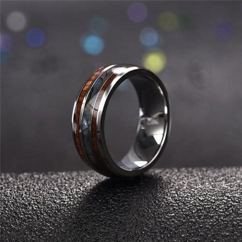 Men Rings Stainless Steel Wood Grain Fashion Women Rings Male Jewelry Accessories Party Gift Wholesale Dropshipping Anel