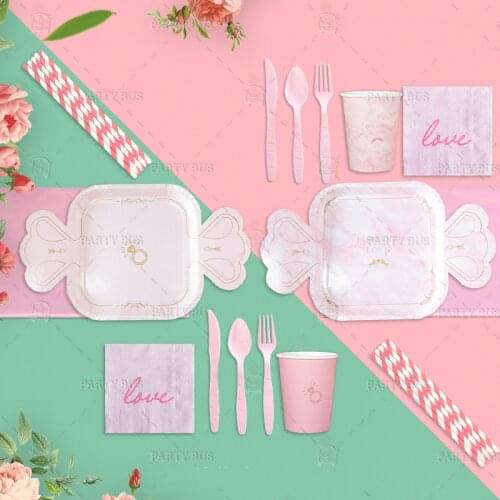 Party Bus Wedding Series Picnic Tableware Paper Tray Paper Cup Paper Tray Paper Cup Paper Towel Tableware Party Party Set