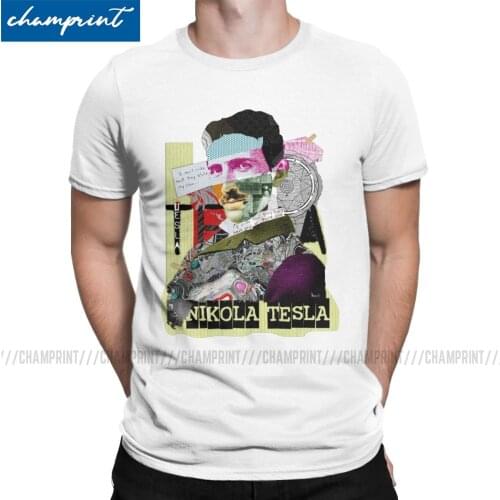 Nikola Tesla T Shirts for Men Fun T-Shirt Electricity Science Physicist Energy Inventor Geek Nerd Tees Printed Clothing