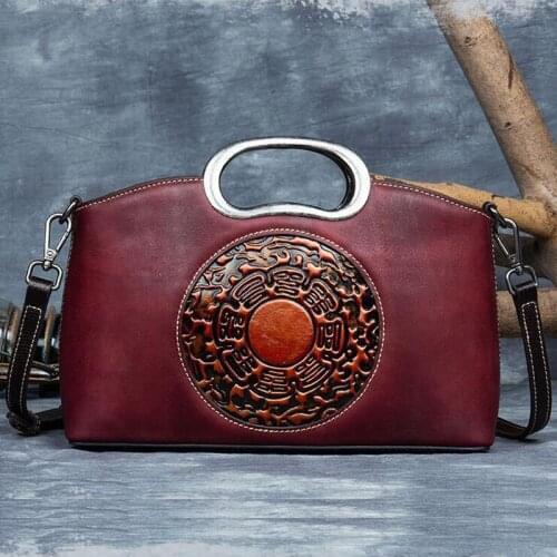 2021 New Trend Real Cowhide Fashion messenger bag luxury handbag high quality retro totem large capacity shoulder bag